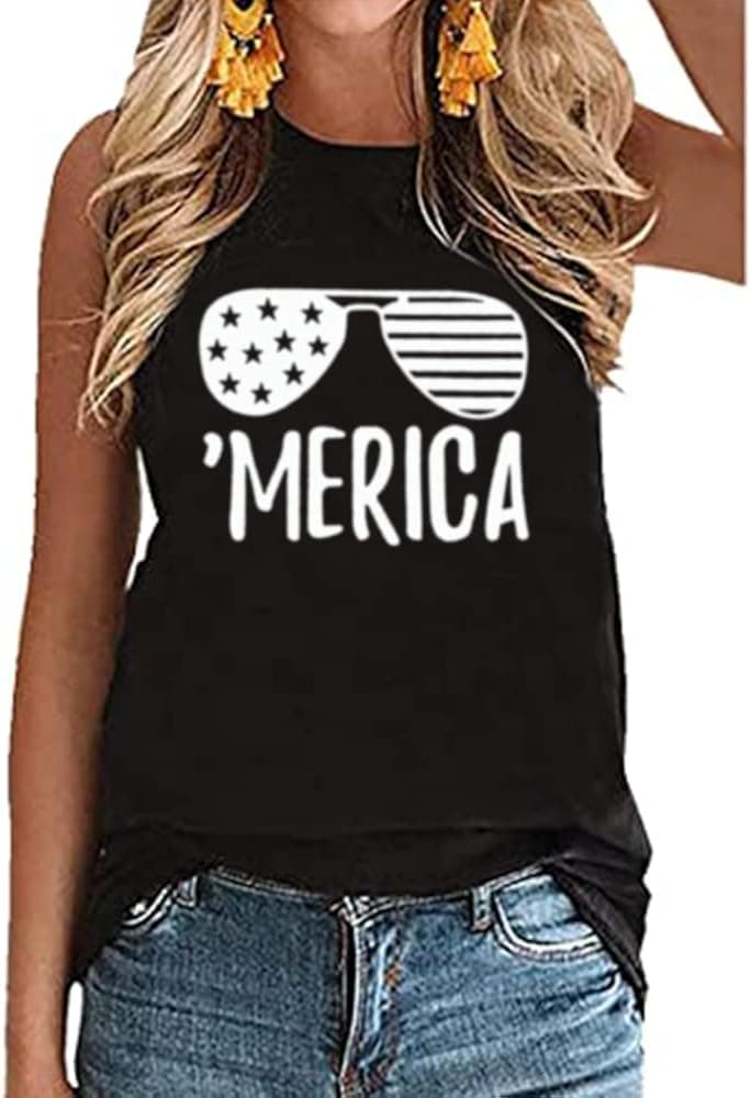 MAGICMK Women Casual Sleeveless Graphic Tank Tops Summer Loose Outdoor Sports Vest Tee Shirts