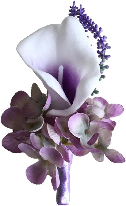 WeddingBobDIY Artificial Flower PU Calla Buttonhole Groom Boutonnieres Best Man Wedding Flowers Party Suit Decoration