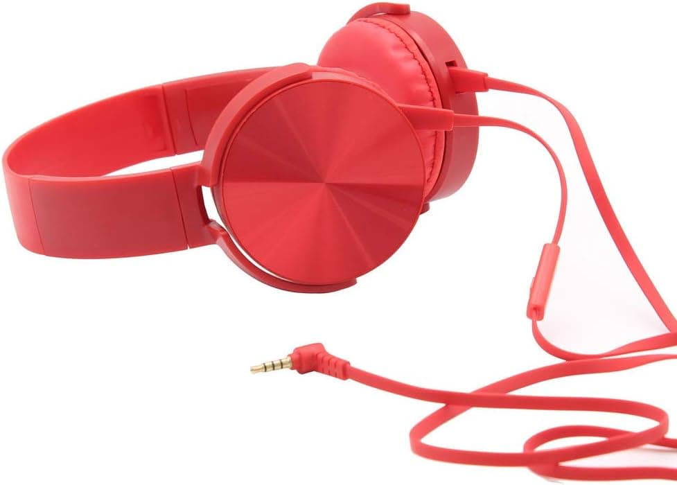 ARTSHOW, Headset, Headphone with Microphone 3.5mm Interface, Foldable Headphone, Bass On-Ear, Wired Stereo, Compatible for iPhone and Android Smartphones, Desktop Computer and Laptop [ARTSHOW] (Red)
