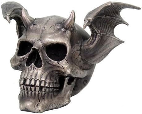 Skull with Devil Wings Skull Head Statue Cold Cast Resin Figurine