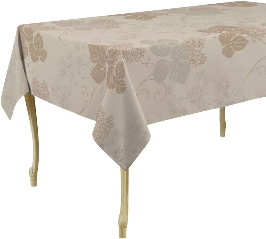 My Jolie Home Beige Flowers Rectangular Stain Resistant Tablecloth, 60 x 80-Inch - Beige