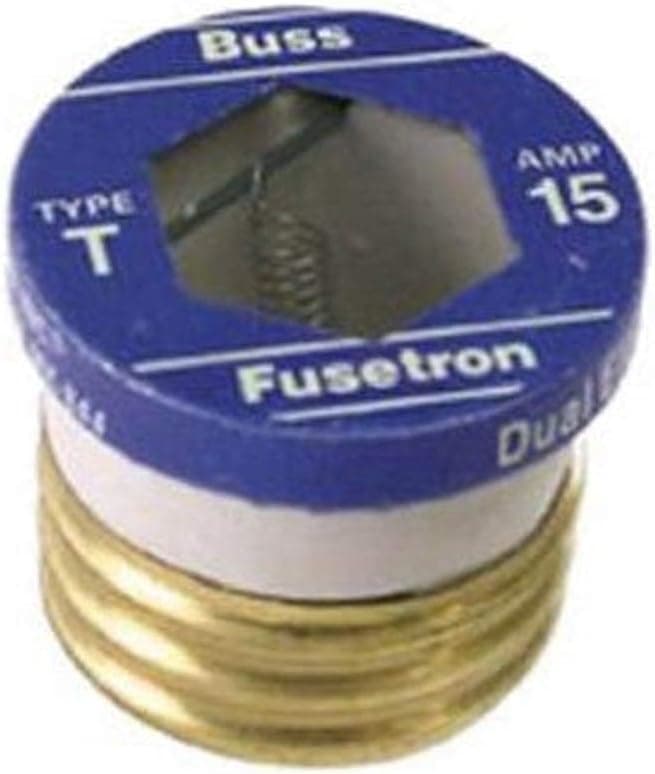 Bussmann BP/T-15 15 Amp Type T Time-Delay Dual-Element Edison Base Plug Fuse, 125V Ul Listed Carded,Pack of 2