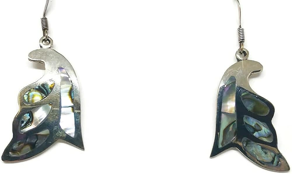 Alpaca Mexican Silver Abalone Inlay Earrings