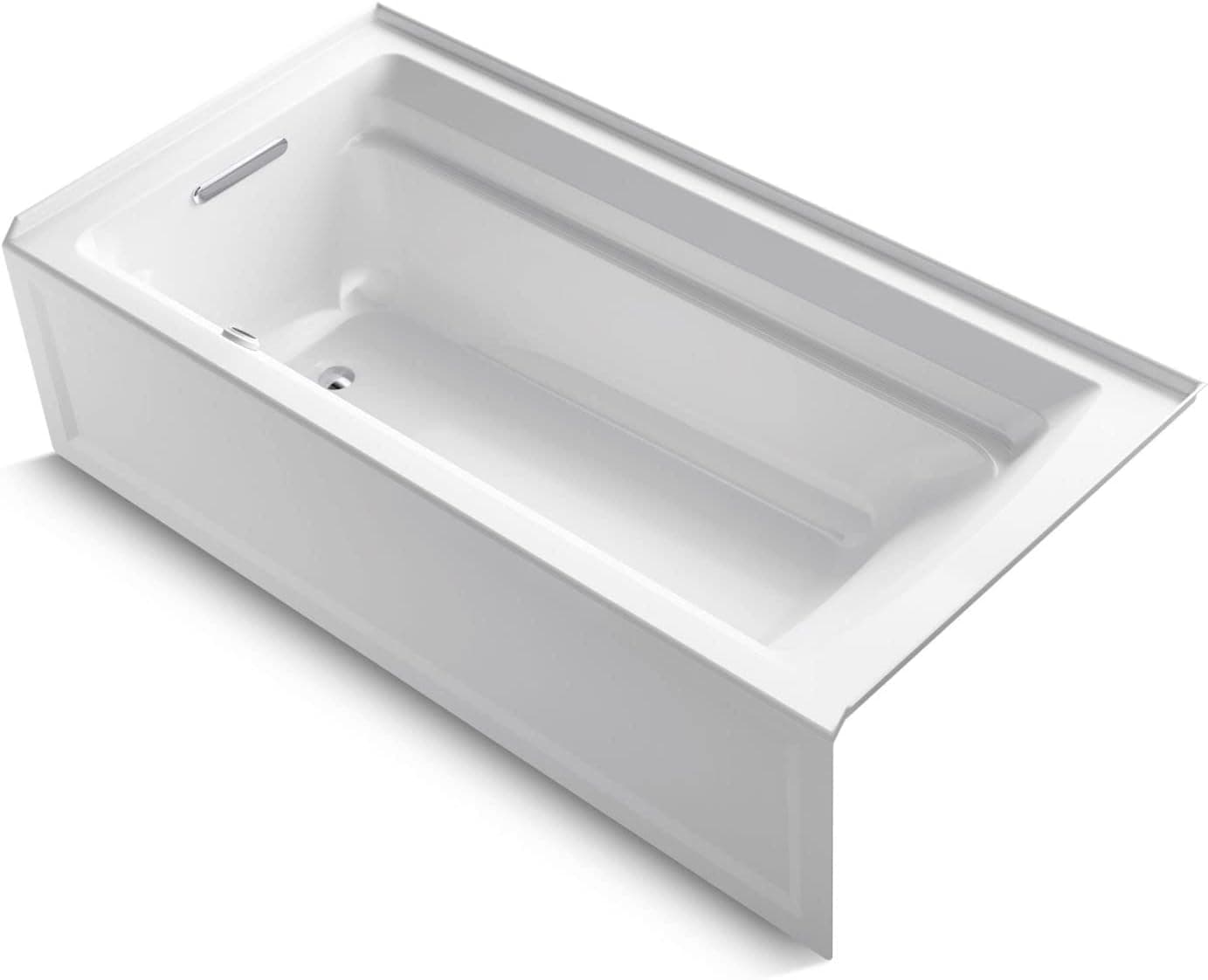 KOHLER K-1125-LA-0 Archer 72-Inch x 36-Inch Alcove Bath with integral apron and left hand drain, White