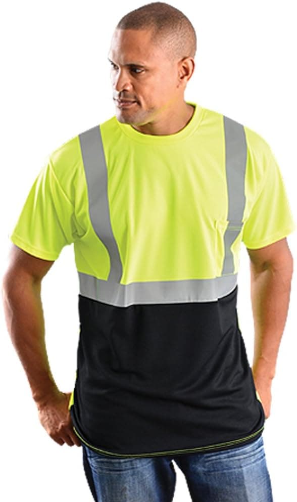Occulux Classic Black Bottom T-Shirt Wicking Birdseye Hi-Viz Safety Shirt - XL-Yellow-