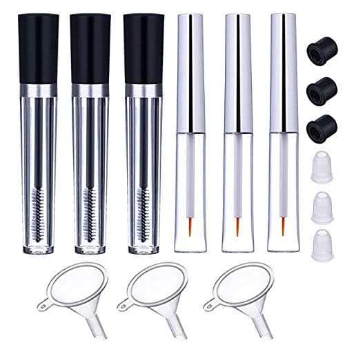 Rocutus 7ml Empty Plastic Mascara Tube Eyelash Wands 3pcs,8ml Empty Eyeliner Wands 3pcs,with 3pcs Plastic Funnel