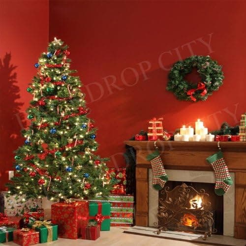 10'x10' Club Red Wall Tree Hip Hop Background Backdrop