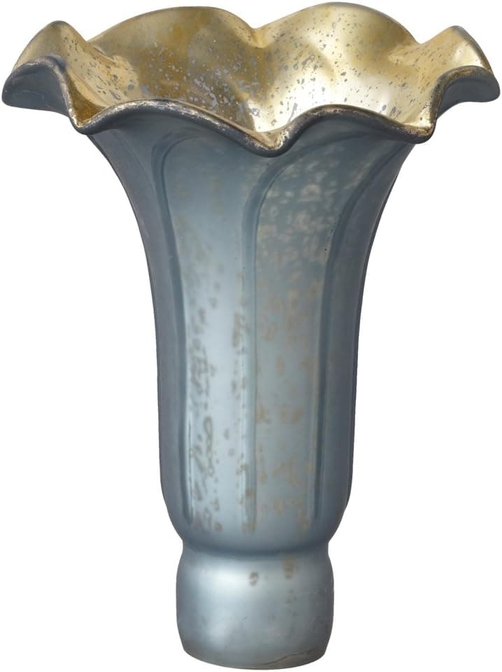 Hand Blown Mercury Glass Replacement Lily Shade-Matte Stone Blue