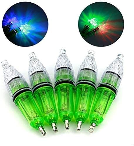 5Pcs Deep Drop Super Waterproof LED Underwater Night Fishing Light Lure for Attracting Bait and Fish Disco Blinking 7 Colors (4.72")
