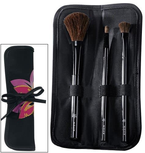Avon Island Vibe Brush Set Powder / Blush Brush, Eyeshadow Brush, Lip Brush & Carrying Case