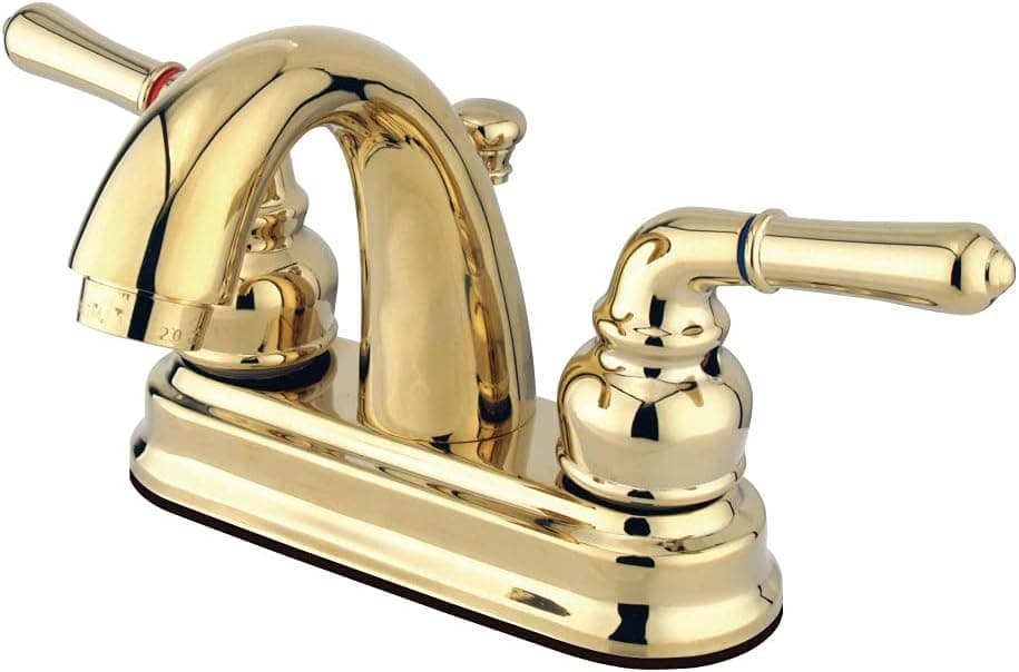 Kingston Brass GKB5612NML Naples 4" Centerset Bathroom Faucet, 3-5/8" Spout Reach, Polished Brass