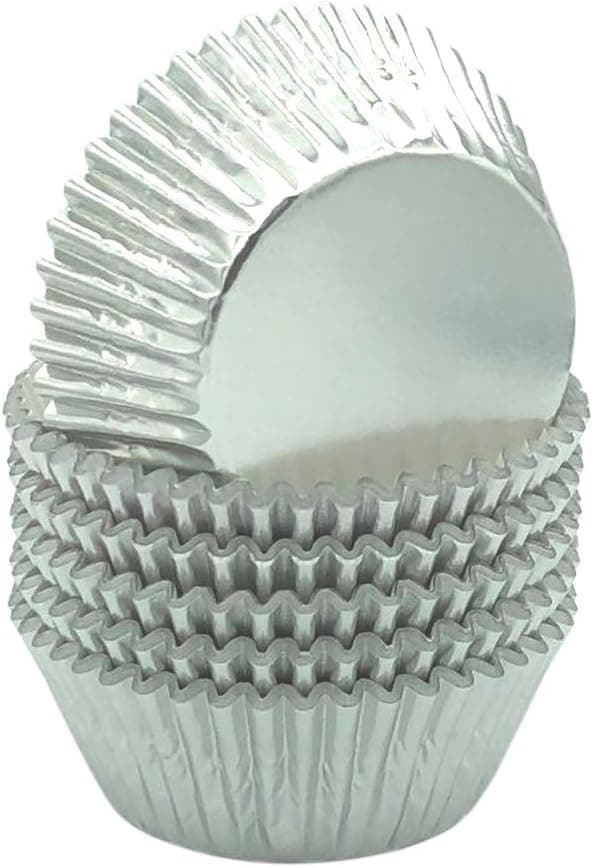 Huaswan Elegant Silver Foil Cupcake Liners Standard Baking Cups for Wedding, Party and More, 120-Count