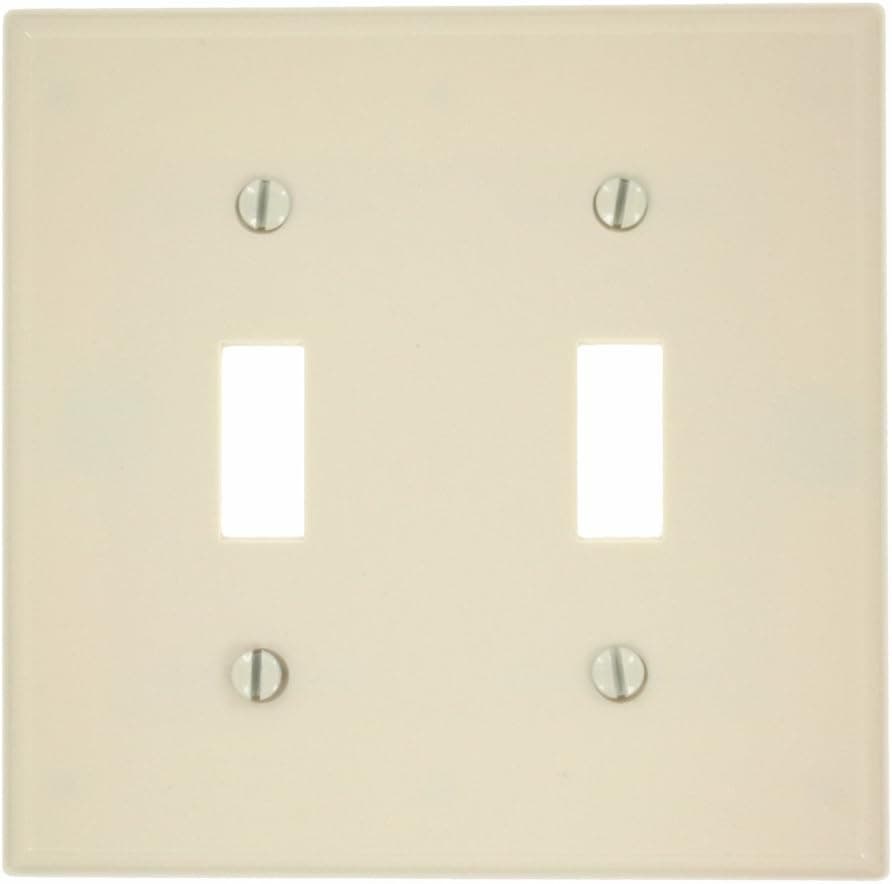 Leviton 78009 2-Gang Toggle Device Switch Wallplate, Standard Size, Thermoset, Device Mount, Light Almond