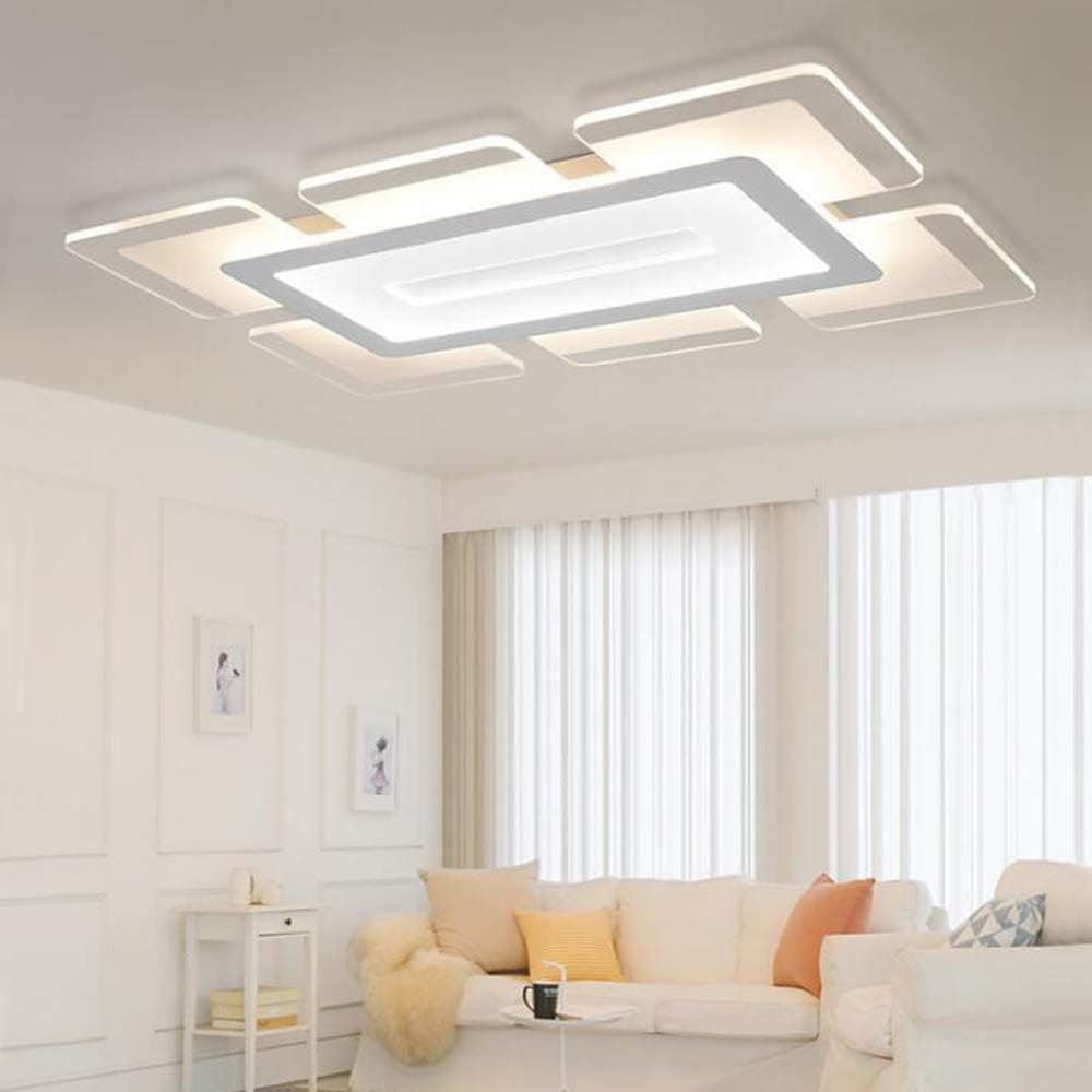 LITFAD Rectangular LED Flush Mount Ceiling Light Minimalist Acrylic Ultrathin Ceiling Lamp, Modern Ceiling Light Pandent Light for Dinning Room Bedroom Living Room Hotel, White Light - 35.5" Length