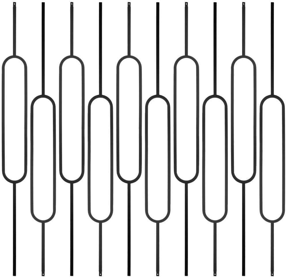 Aotree Wrought Iron Balusters – Metal Balusters for Decks – Spiral Stair Railing - 1/2 -inch Set of 10 - Hollow Oval Iron Spindles – Satin Black