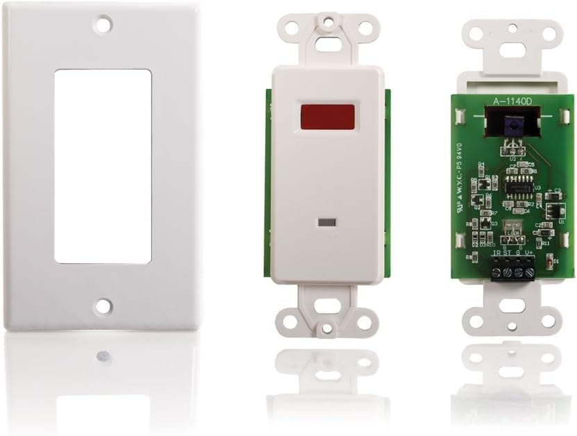 C2G 40478 TruLink Infrared (IR) Remote Control Dual Band Wall Plate Receiver, TAA Compliant, White