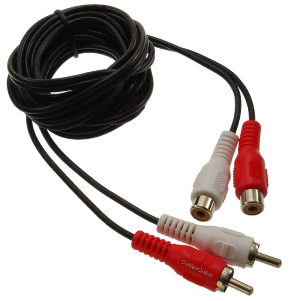 CablesOnline 6ft 2-RCA Male to 2-RCA Female Red/White Audio Extension Cable, (AV-E406RW)