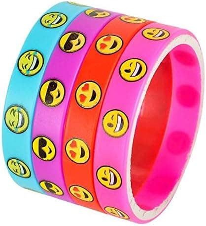 Rhode Island Novelty 7.75 Inch Rubber Emoticon Bracelets, Pack of 36