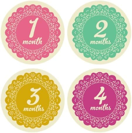Lucy Darling Shop Monthly Bodysuit Baby Sticker - Baby Girl - Doily - Months 1-12