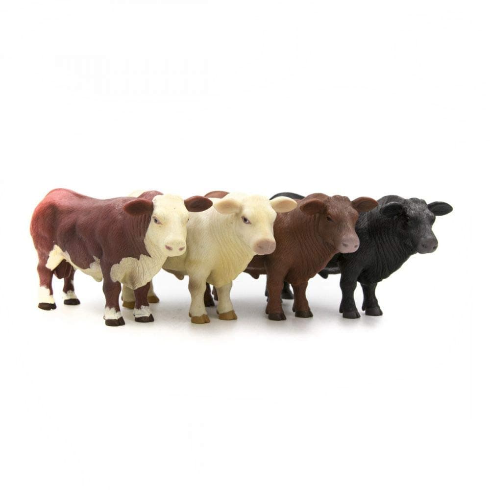 Little Buster Toys Complete Herd Bull Set of 4: Angus, Hereford, Charolais, and Red Angus; 1/16th Scale