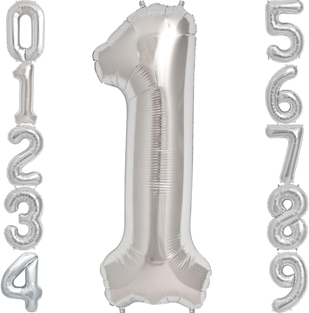 FINGCRO Silver Foil Balloons Number 1, 42 inch