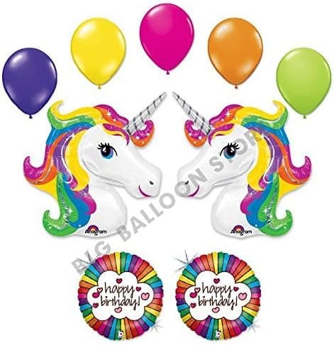 Unicorn 9 pc Retro Rainbow Birthday Party Balloon bouquet by Anagram