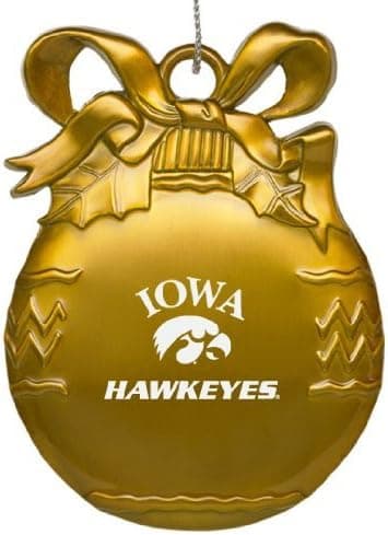 University of Iowa - Pewter Christmas Tree Ornament - Gold