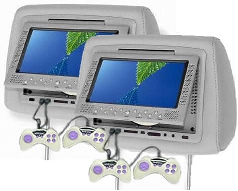 GOLDEN - NEW 2 x 7" LCD Headrest DVD VCD CD MP3 JPG Player-GRAY Colour
