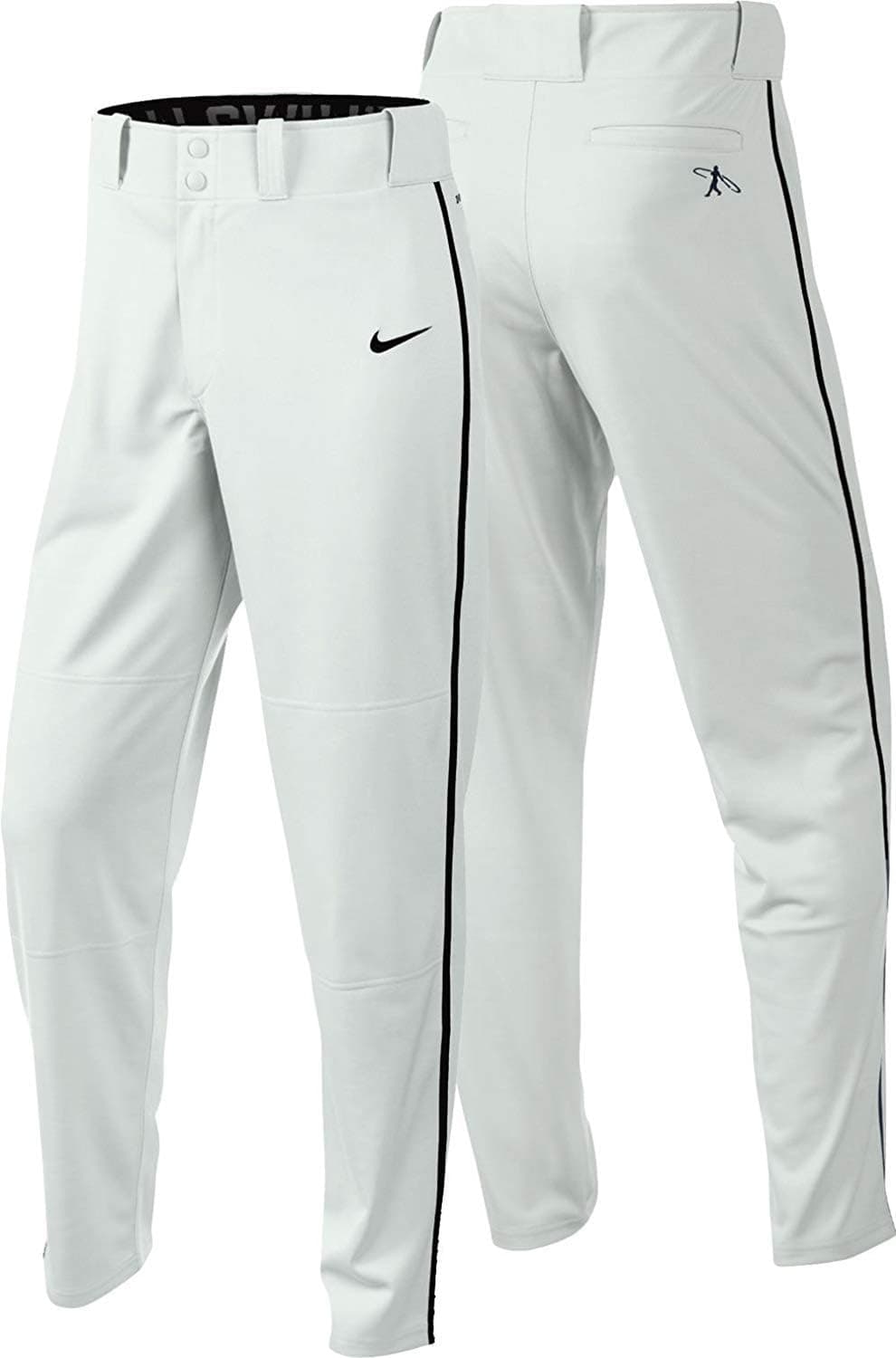 NIKE Boys' Swingman Dri-Fit Piped Baseball Pants (L, White/Black)