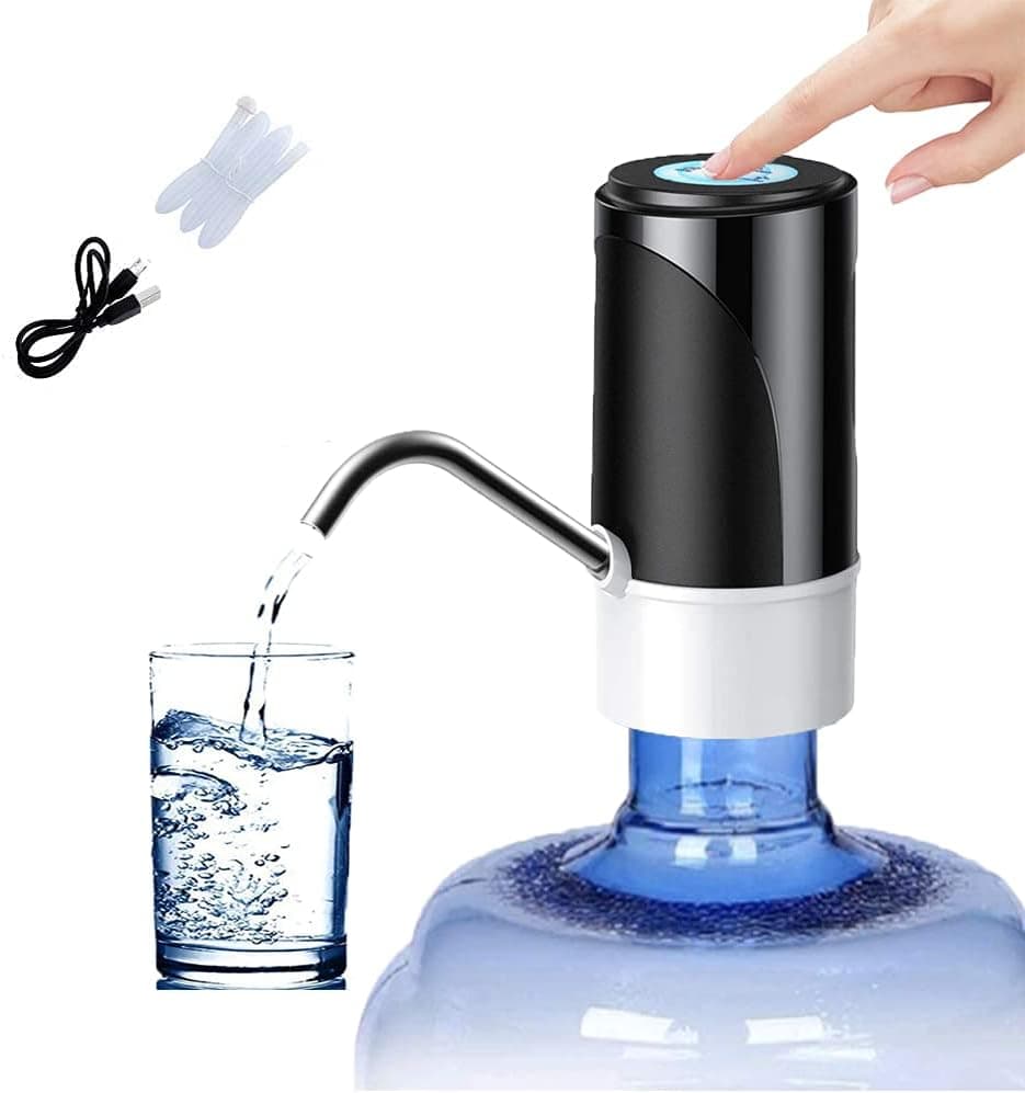 Electric 5 Gallon Water Bottle Dispenser, Automatic Portable Water Dispenser Pump Fit 2-5 Gallon Universal Bottle, USB Charging Drinking Water Pump for Home Office Travel-Black
