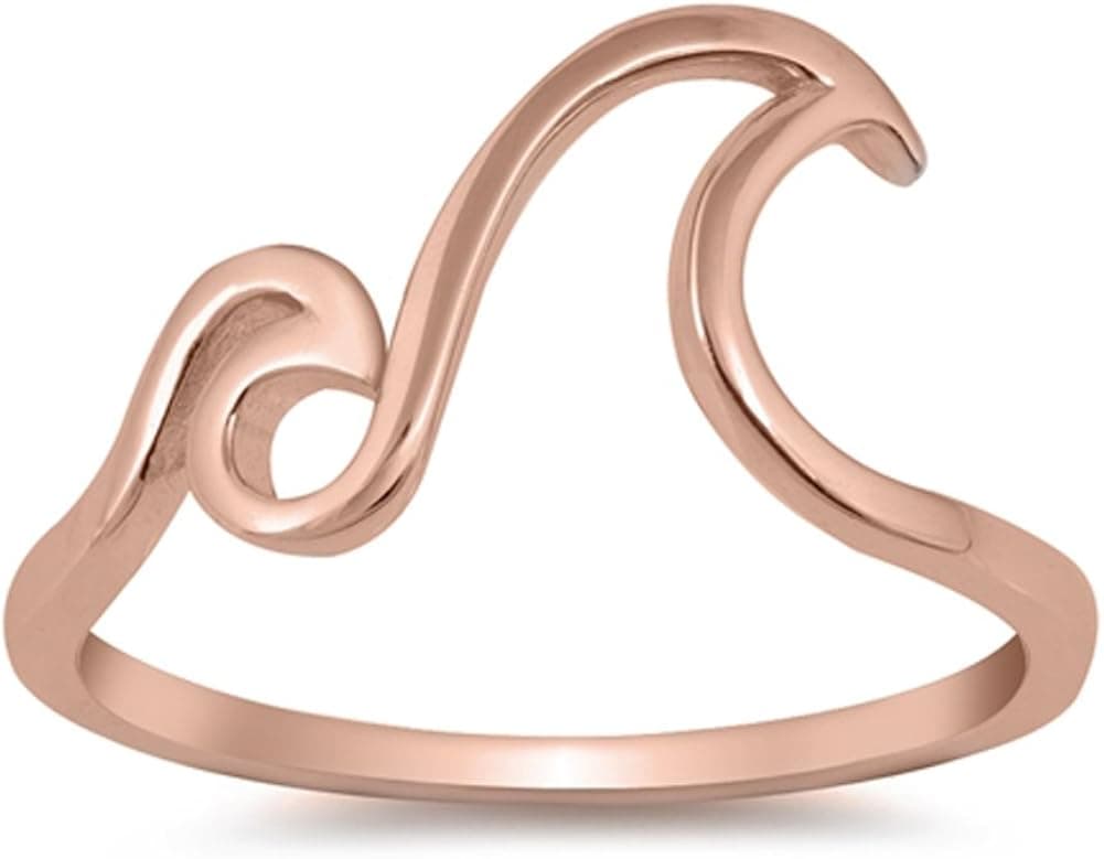 CHOOSE YOUR COLOR Sterling Silver Double Wave Ring