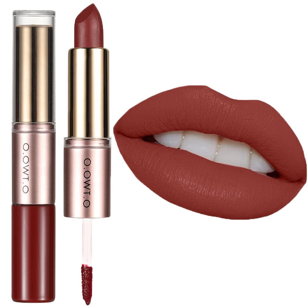 Kisshine Matte Lipstick High Pigment Liquid Lipsticks Long Lasting Lip Stick Double-Head Lipgloss Waterproof Lips Glaze Makeup for Women and Girls Pack of 1 (Red 12#)