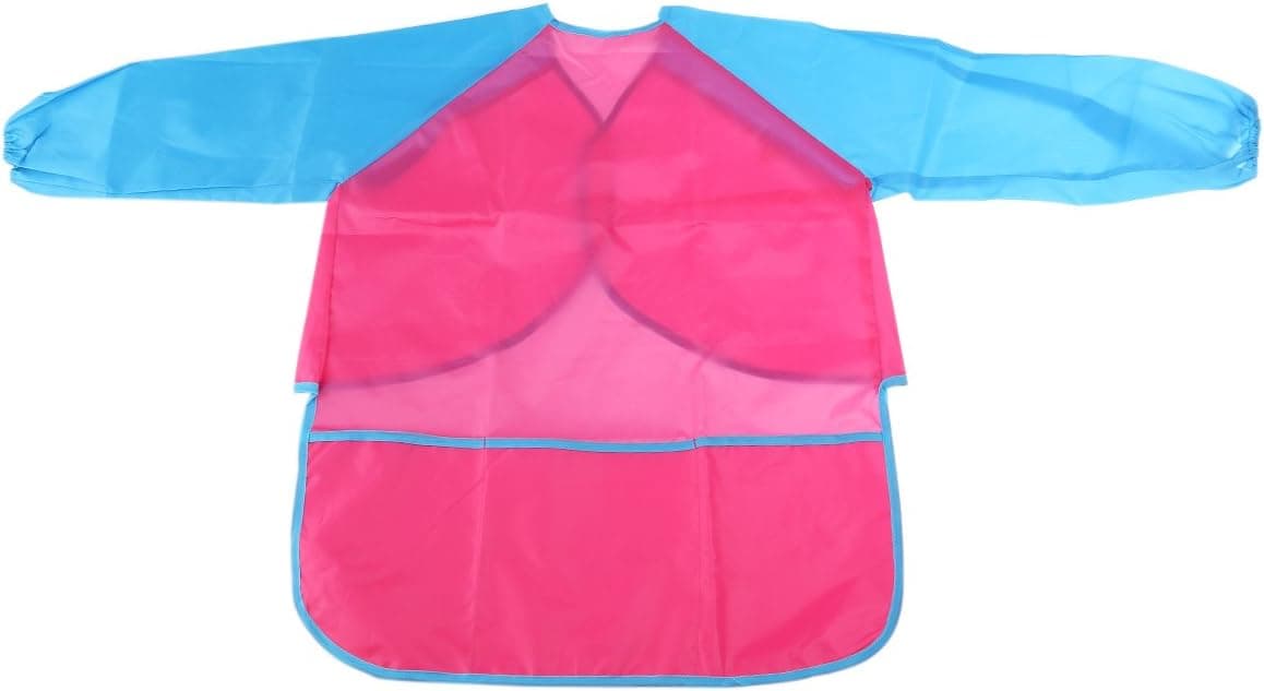 NUOLUX Art Smock Toddler Waterproof Long-Sleeved Smock Apron for Kids(Red+Blue)