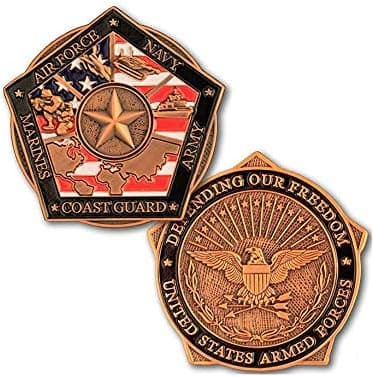 Armed Forces Honor Troops Challenge Coin, Military Support Coin. Die Struck Brass Challenge Coin Designed by Military Veterans! Marines Corps, Navy, Army, Air Force, Coast Guard Challenge Coin!