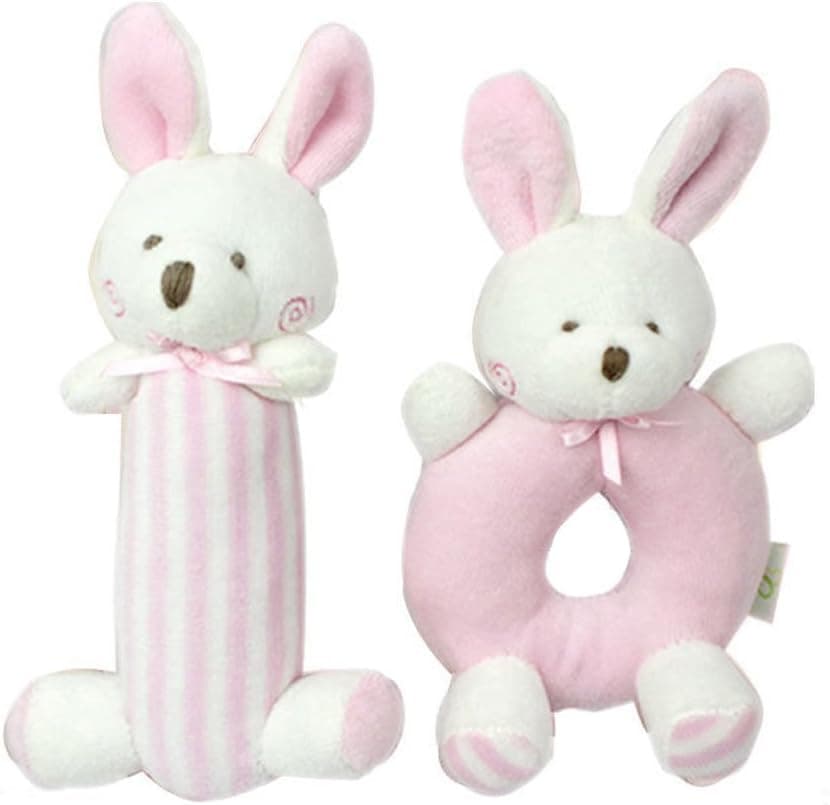 GODR7OY Baby Soft Rattle Plush Sensory Activity Toy Blue Bear Boy Toys 5.6in4in -Stuffed Animal for Newborn Infant Twin -Newborn Gift Crib Toy(Pink)