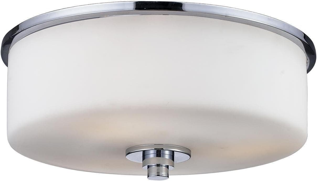 Z-Lite 163F-2 Ibis Two Light Flush Mount, Metal Frame, Chrome Finish and Matte Opal Shade of Glass Material