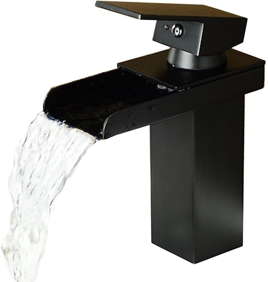MANCEL Bathroom Faucet Oil Rubbed Bronze Widespread Waterfall Lavatory Waterfall Single Handle Hole Sink Faucets