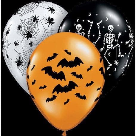 Halloween Balloons - Assorted Design 11" Latex - 10 Pack