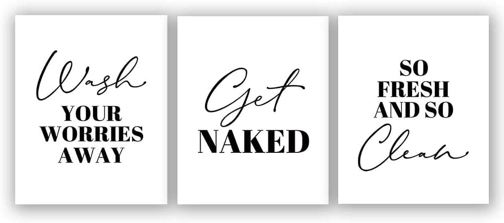 Creative Laundry Room Art Print Set of 3 (8”X10” Canvas Painting,Inspirational Phrases Wall Art Poster for Kids Bathroom or Washroom Minimalist Home Decor,No Frame