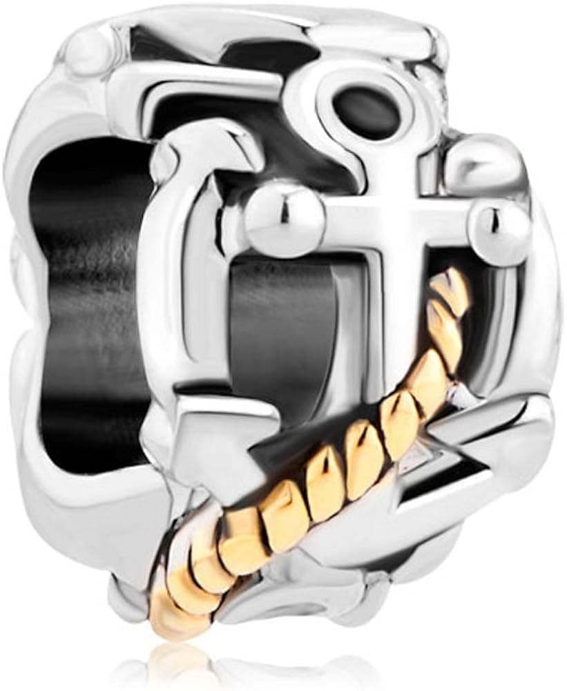 CharmsStory Sterling Silver Anchor Charm Beads Charms For Bracelets