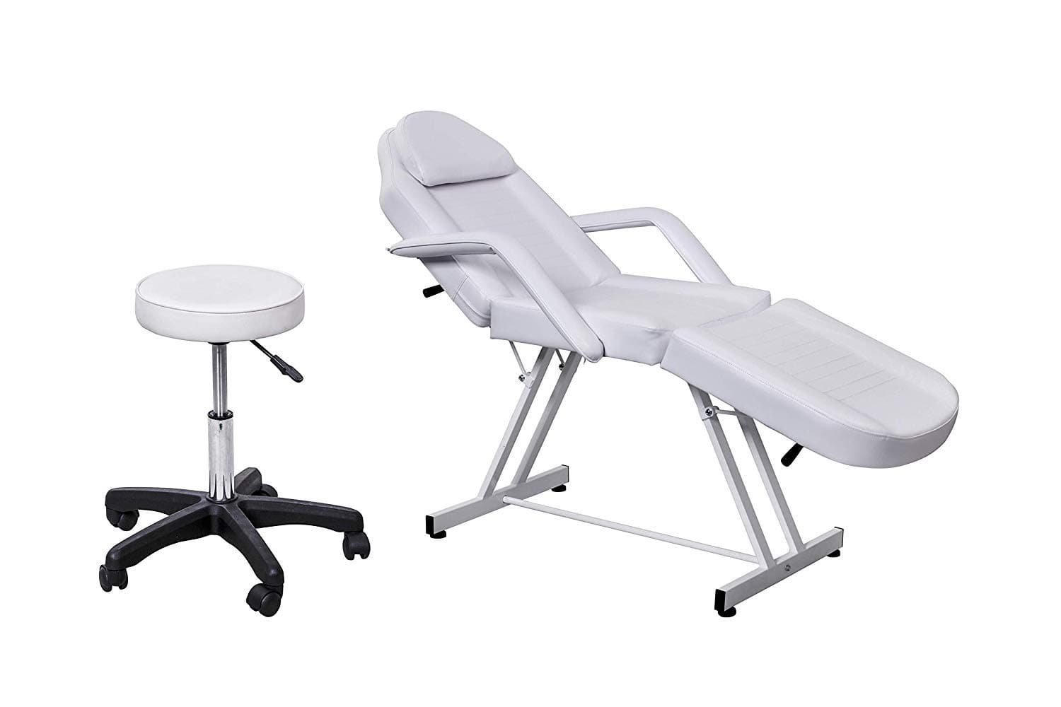 Beauty Style Professional Multi-Purpose Spa Facial Bed Tattoo Bed Salon Beauty Bed with Stool White