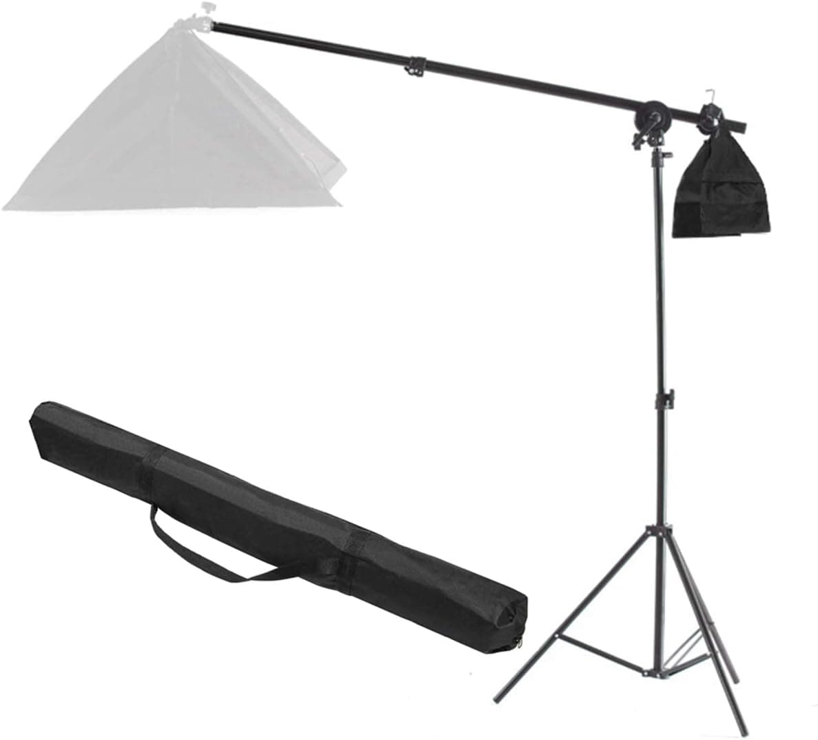Meking Photography Telescopic Lighting Boom Arm Stand Kit with Light Stand +78-138cm Boom Arm Holder + Light Bag + Sand Bag for Photo Studio Shooting