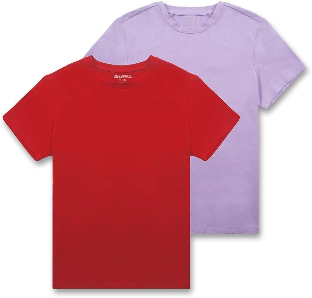 DEESPACE Unisex Kids Short Sleeve T Shirts Soft Cotton T-Shirts Crewneck T Shirt Tees Top for Boys or Girls(3-12Years)