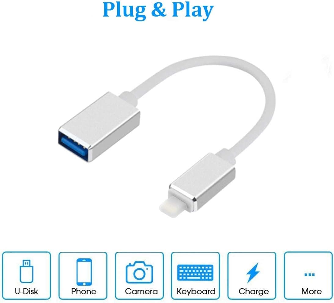 sharllen USB Adapter Male to Female USB OTG Converter Extension Charging Cable Compatible with iPhone/iPad Support USB Flash Drive/MIDI Keyboard/Mouse/Electric Piano/Microphone/Camera