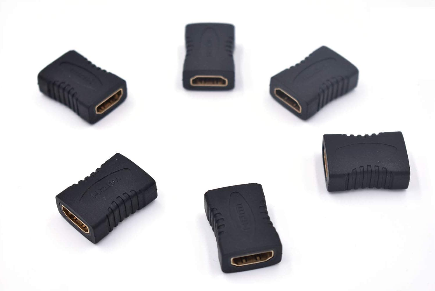 Pack of 6 Golden Plated HDMI Female to Female F/F Coupler Connector Adapter