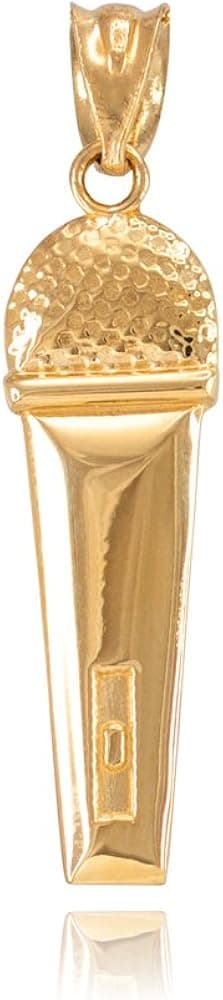 10k Yellow Gold Singer Microphone Music Charm Pendant