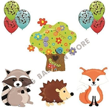 THE ULTIMATE 10pc Woodland Creatures Baby Shower/Birthday Balloon Decoration