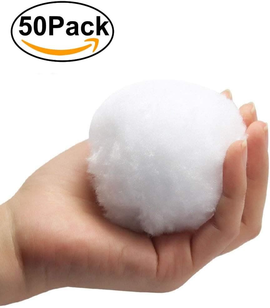 Jiekaui 50 pcs Fake Snowball - Indoor Snowball Fight Anytime - Family Snowtime - Party Snow Fight Games Any Season - Safe, No Mess, No Slush, No Fur Loss