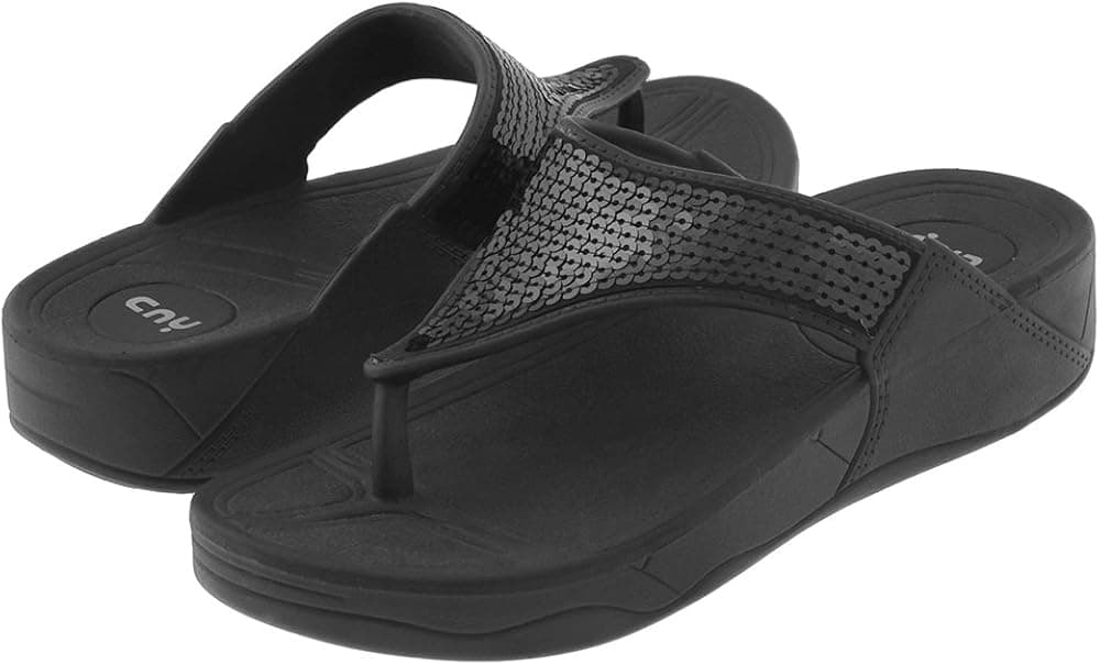 Capelli New York Faux Leather Hooded Upper with Sequins Ladies Flip Flops