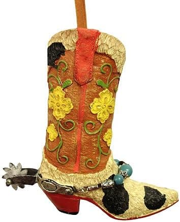 Pacific Rim Country Western Floral Cowboy Boot Christmas Ornament